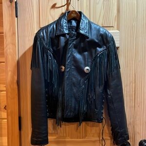 Vintage Leather Jacket with Fringe